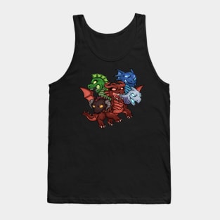 Hydra Multiple Head Dragon Cool Chibi Dragon Graphic Tank Top